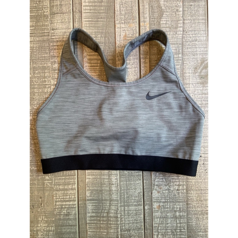 Women's NIKE Gray & Black‎ Dri-Fit Sports Bra Size Medium Elastic Stretch